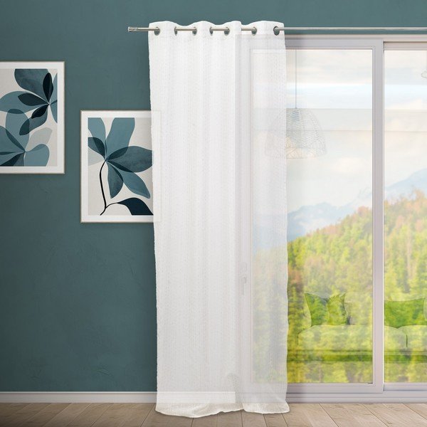 Bela prosojna zavesa 140x260 cm Vertical Thread – Casa Selección-image-1