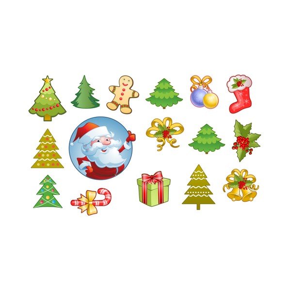 Set 15 božičnih nalepk Ambiance Santa Claus in njegova božična drevesa-image-1