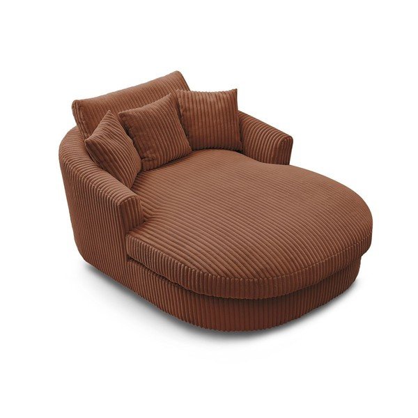 Oranžen fotelj iz rebrastega žameta Belem – Bobochic Paris-image-4