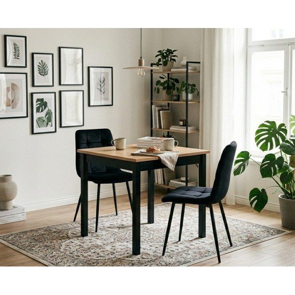 Jedilna miza iz borovega lesa s črno konstrukcijo Bonami Essentials Sydney, 70 x 70 cm-image-1