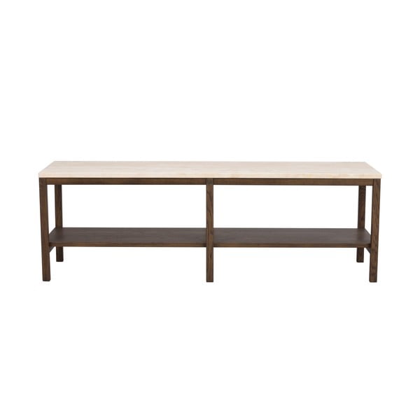 Rjavo-bež konzolna mizica s ploščo iz kamnine  140x40 cm Orwel - Rowico