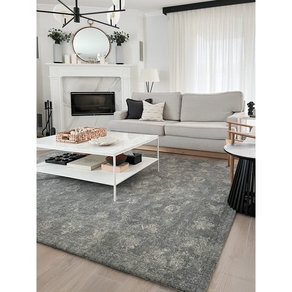 Siva volnena preproga 200x300 cm Calisia Vintage Flora – Agnella-image-3