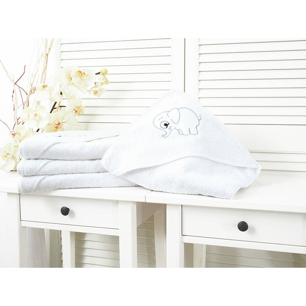 Bela otroška brisača iz frotirja s kapuco 90x100 cm Baby – B.E.S.