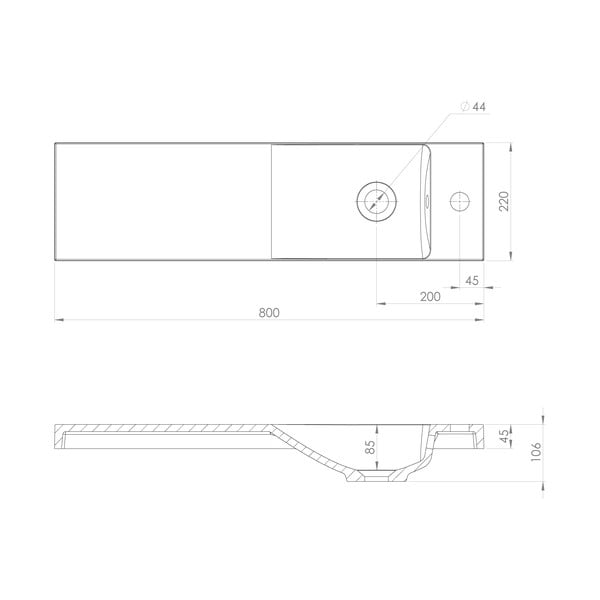 Bel umivalnik iz mineralnega kompozita 80x22 cm Agos – Sapho-image-4