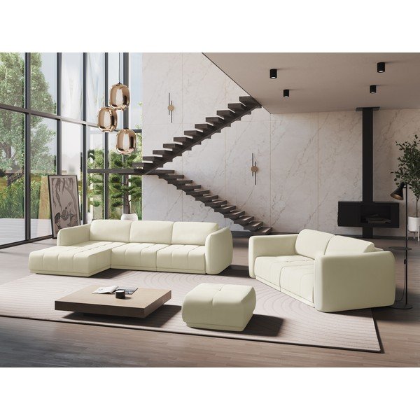 Bela kotna sedežna garnitura (levi kot) Hoku – Makamii-image-1