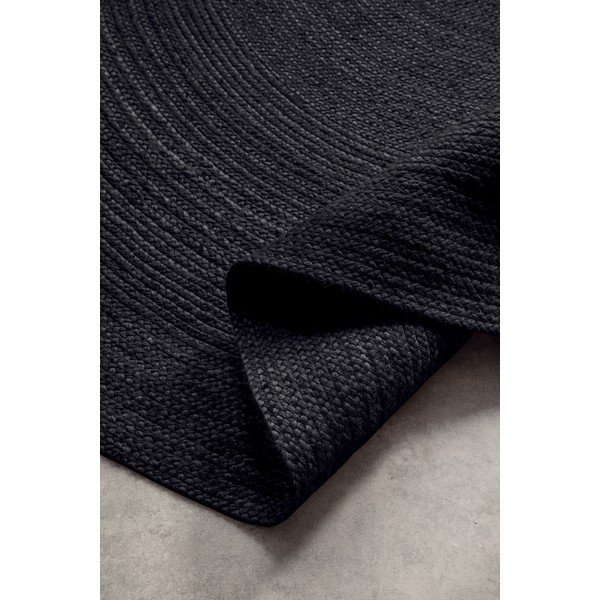 Črna obojestranska ročno tkana okrogla preproga iz jute ø 140 cm Braided  – Hanse Home-image-3