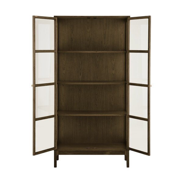 Temno rjava vitrina v hrastovem dekorju 90x180x40 cm Zamora – House Nordic-image-3