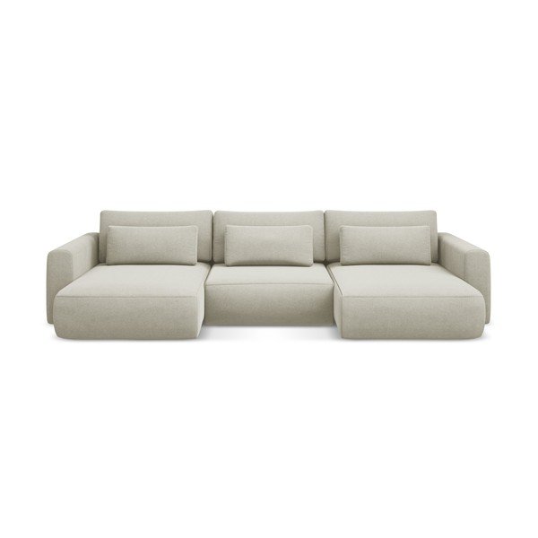 Bež raztegljiva/s prostorom za shranjevanje kotna sedežna garnitura (v obliki črke "U") Kapua – Makamii