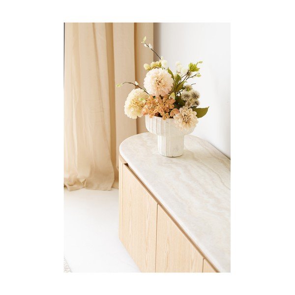 Kremno bela/v naravni barvi TV omarica s kamnito mizno ploščo 160x45x40 cm Larvik – House Nordic-image-2