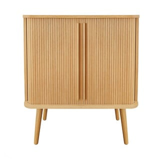 Visoka komoda v hrastovem dekorju z drsnimi vrati v naravni barvi 83x95 cm Rove – Woodman