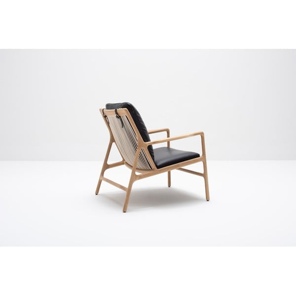 Črn/naraven usnjen fotelj Dedo – Gazzda-image-4