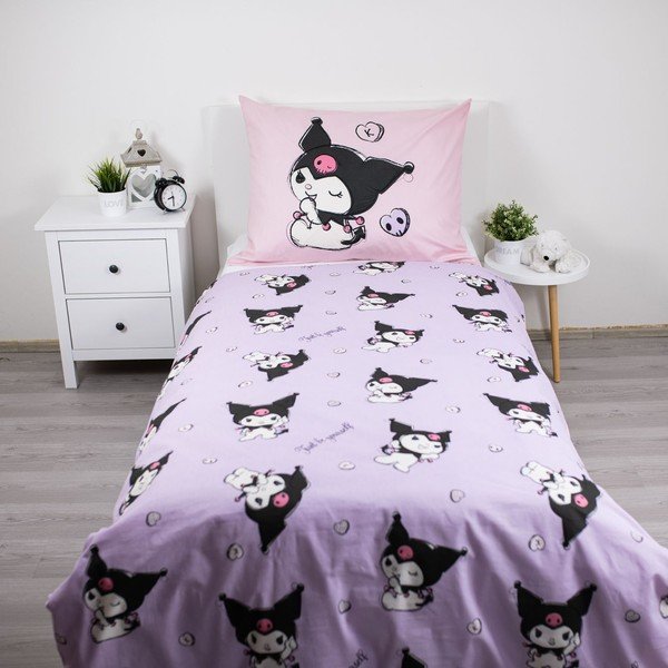 Rožnata enojna bombažna otroška posteljnina 140x200 cm Hello Kitty "Kuromi" – Jerry Fabrics-image-2