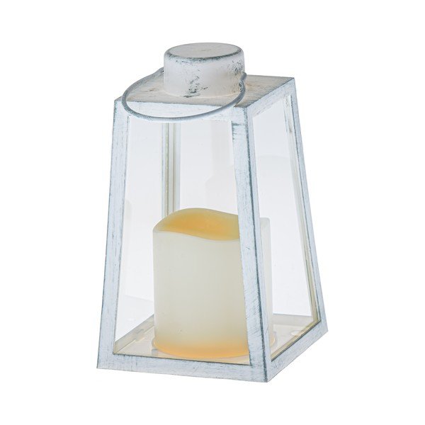 Bela LED lanterna na baterije (višina 18 cm) – Dakls