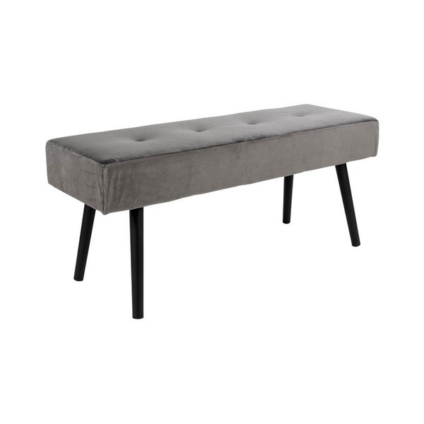 Siva oblazinjena klop z žametno prevleko House Nordic Skiby, 100 x 35 cm-image-2