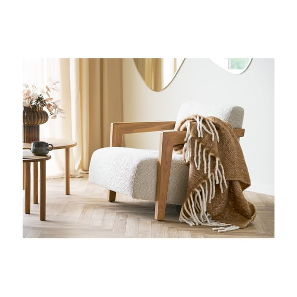 Svetlo rjava odeja iz mešanice volne 130x170 cm Carmel – House Nordic-image-1