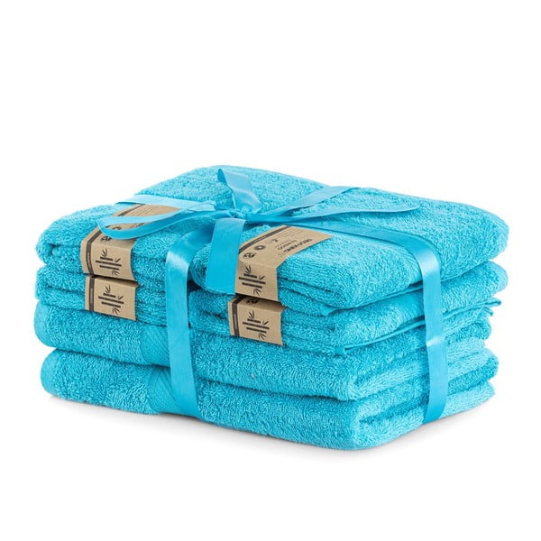 Modri frotirni komplet brisač 6 ks iz mešanice bambusa Bamby – DecoKing-image-1