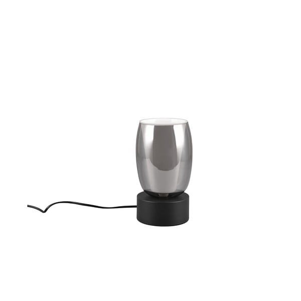 Črna/srebrna namizna svetilka s steklenim senčnikom (višina 24 cm) Barret – Trio Select