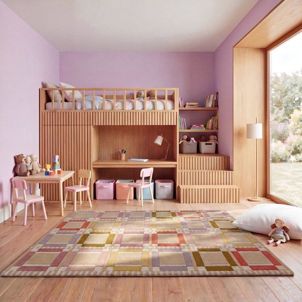 Ročno tkana volnena preproga v naravni barvi 140x200 cm Quadro Wool – Flair Rugs-image-2