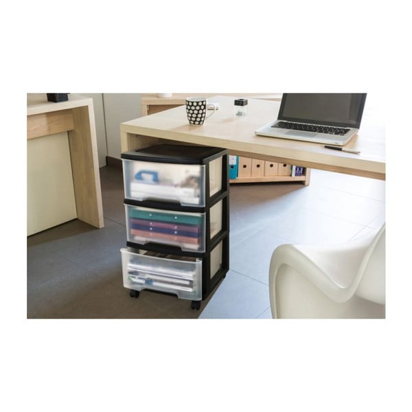 Črn/prozoren plastičen regal na koleščkih 37x80,5 cm – Curver-image-3