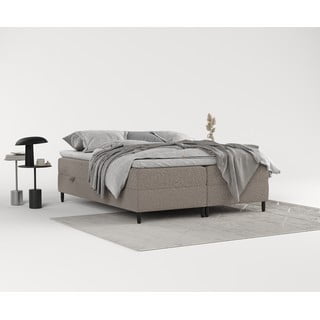 Rjava boxspring postelja s prostorom za shranjevanje 200x200 cm Malte – Maison de Rêve