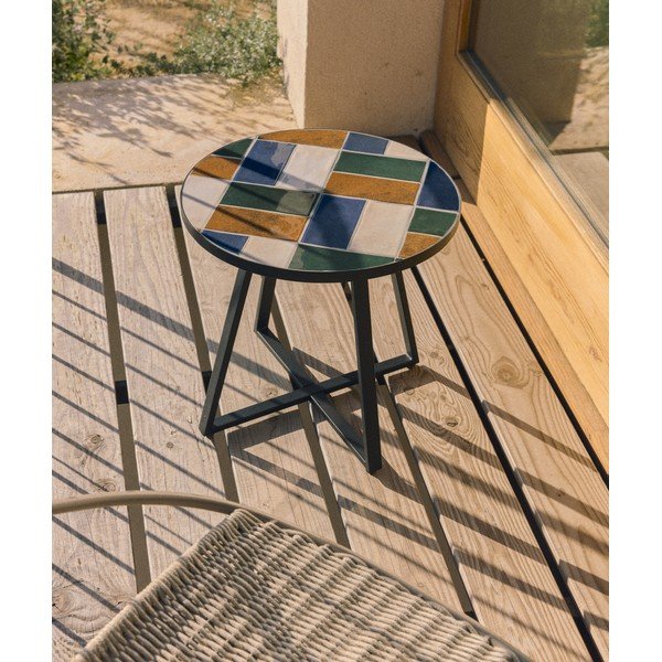 Okrogla vrtna mizica s keramično ploščo ø 45 cm Tella – Kave Home-image-3