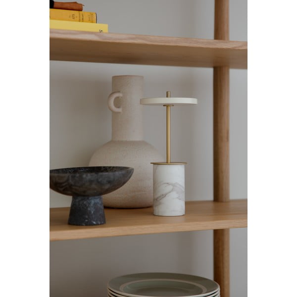 Kremno bela marmorna LED zatemnitvena namizna svetilka s kovinskim senčnikom (višina 25,5 cm) Asteria Move Mini – UMAGE-image-1