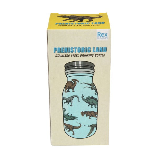 Svetlo modra otroška steklenička za vodo iz nerjavečega jekla 250 ml Prehistoric Land – Rex London-image-2