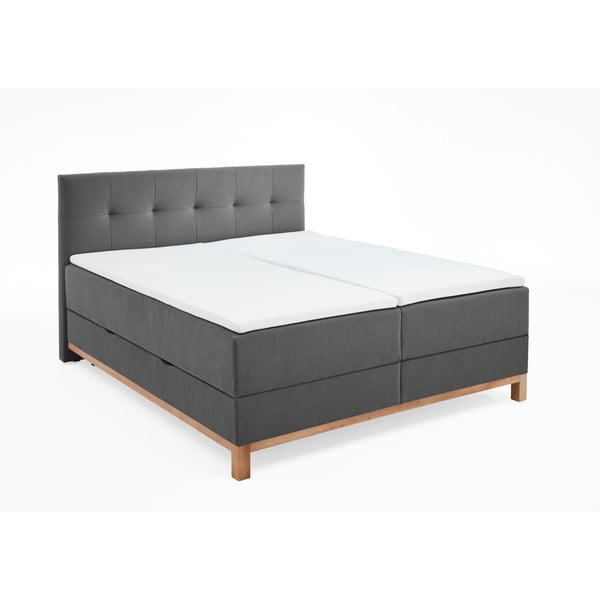 Temno siva boxspring postelja s prostorom za shranjevanje 180x200 cm Catania - Meise Möbel