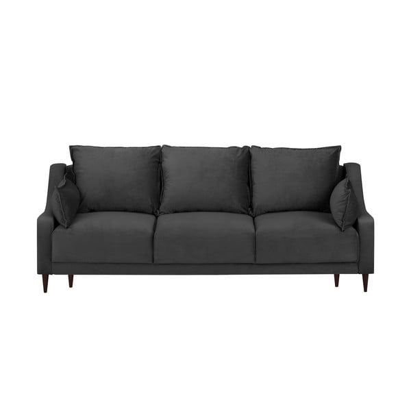 Temno siva žametna raztegljiva sedežna garnitura s prostorom za shranjevanje Mazzini Sofas Freesia, 215 cm