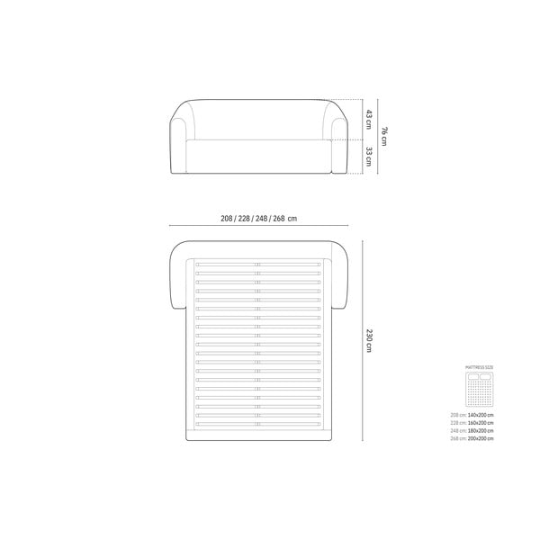 Bež oblazinjena zakonska postelja s prostorom za shranjevanje z letvenim dnom 200x200 cm Campi – Cosmopolitan Design-image-4