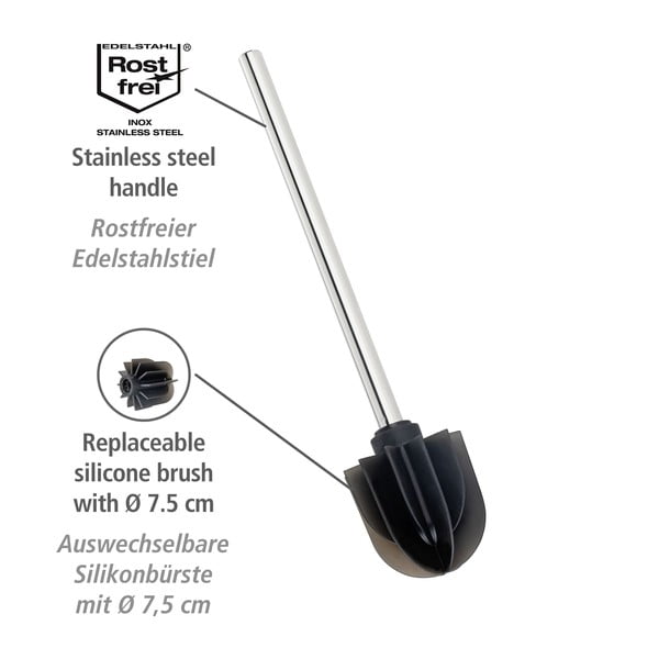 Črna silikonska ščetka za WC s kovinskim držalom Wenko-image-2