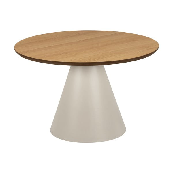 Kremno bela okrogla mizica z mizno ploščo v hrastovem dekorju ø 65 cm Soli – Actona-image-3