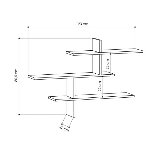 Antracitno siva večnivojska polica 123 cm Leo – Kalune Design-image-4