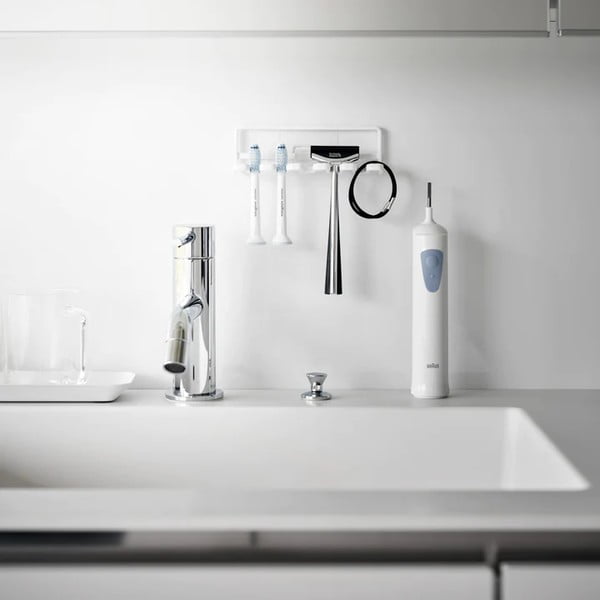 Belo kovinsko držalo za zobne ščetke z namestitvijo brez vrtanja Film Hook – YAMAZAKI-image-1