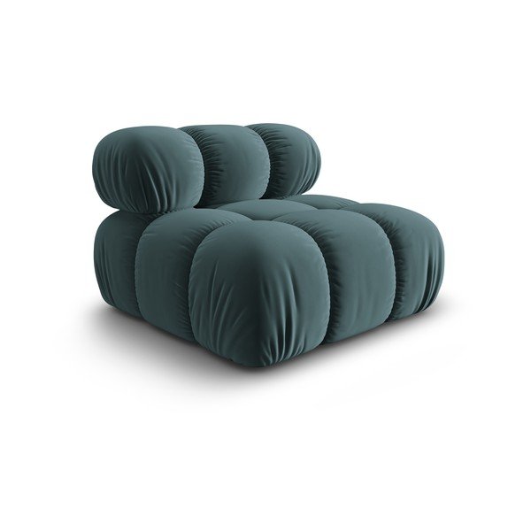 Modrozelena žametna modularna sedežna garnitura (sredinski modul) Bellis – Micadoni Home-image-3