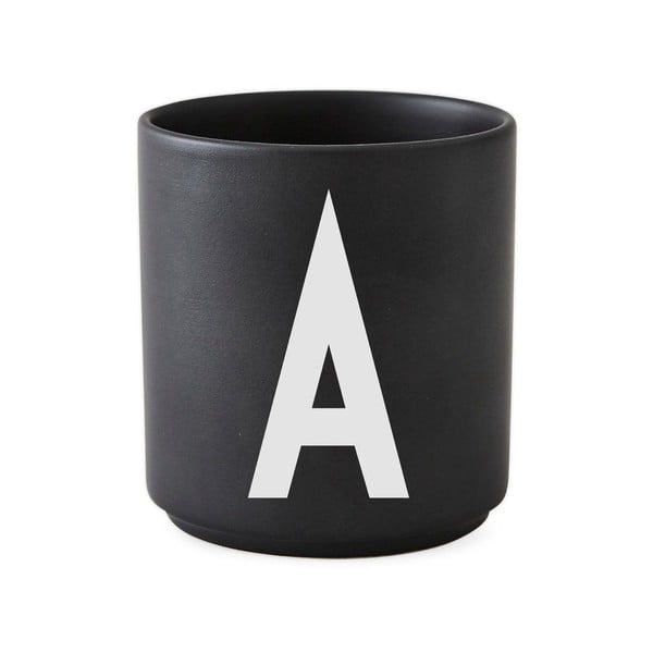 Črna porcelanasta skodelica Design Letters Alphabet A, 250 ml
