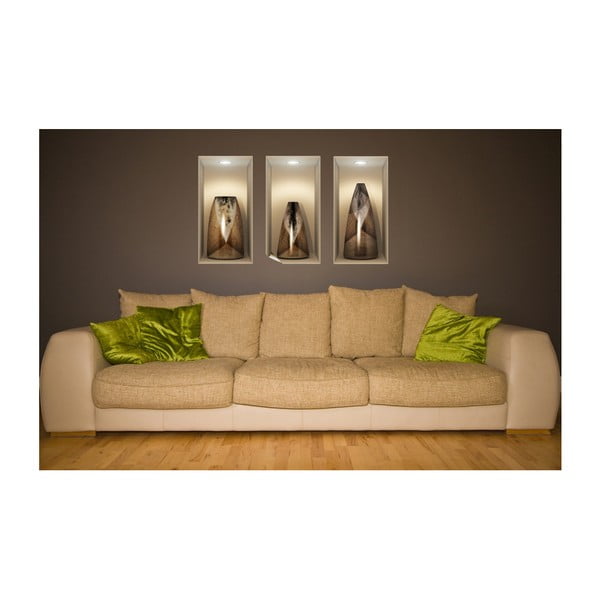 Komplet 3 nalepk z učinkom 3D Ambiance Wooden Vases-image-4