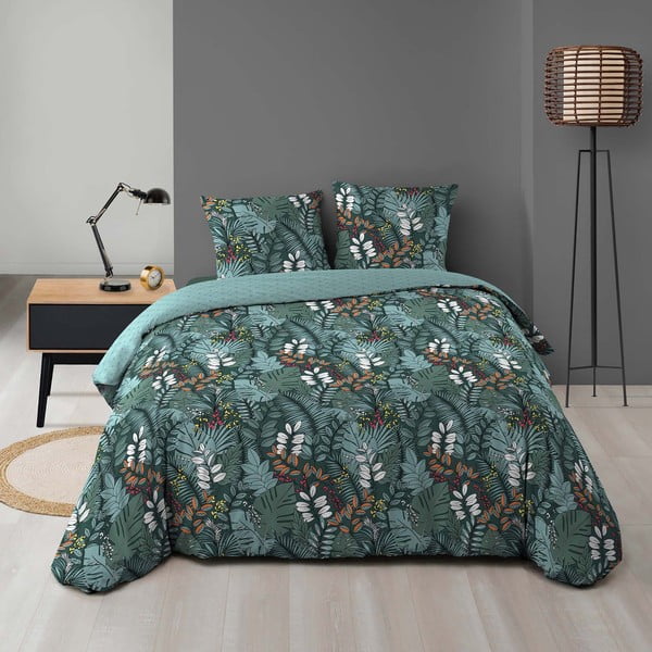 Zelena podaljšana posteljnina za zakonsko posteljo iz mikrovlaken 240x220 cm Calaos – douceur d'intérieur