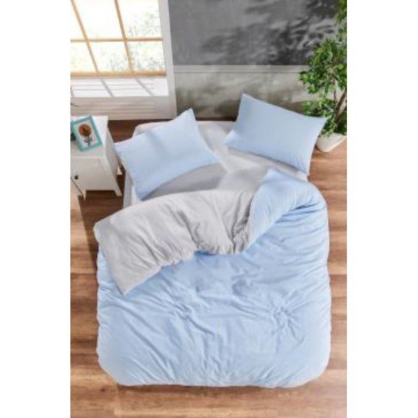 Modra/siva podaljšana posteljnina za zakonsko posteljo iz renforce bombaža z rjuho 4-delna 200x220 cm – Mila Home