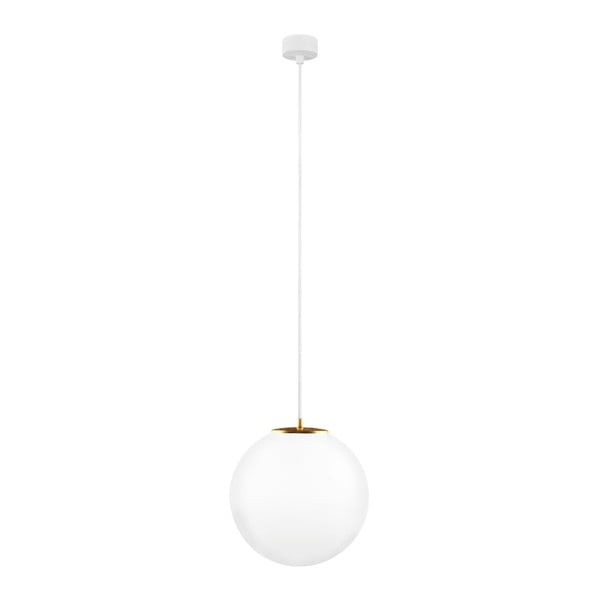 Bela viseča svetilka z belim kablom in zlatim detajlom Sotto Luce Tsuri, ⌀ 30 cm