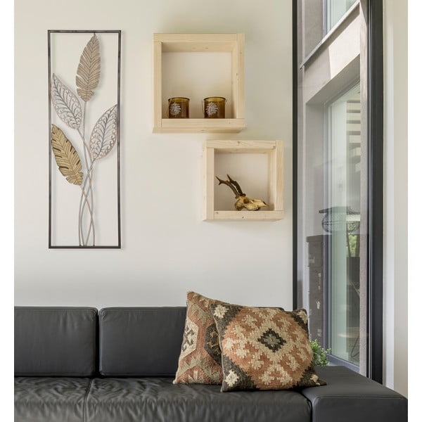 Stenska dekoracija v zlati barvi Mauro Ferretti Foglie, 30,5 x 91 cm-image-1