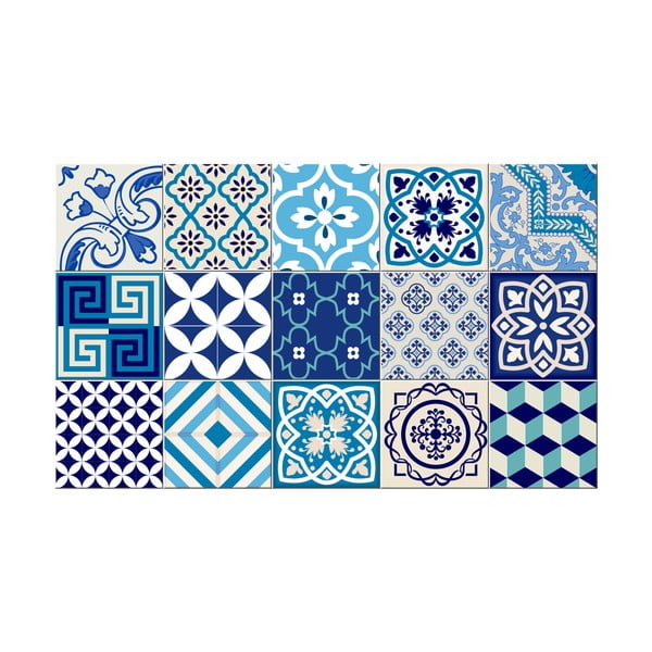 Komplet 15 dekorativnih stenskih nalepk Ambiance Azur, 10 x 10 cm-image-2