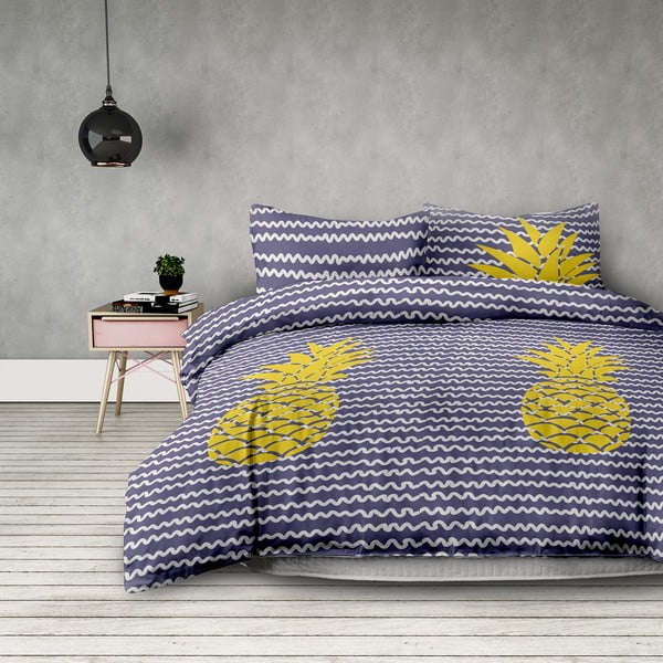 AmeliaHome Ananas posteljno perilo za eno osebo iz mikrovlaken, 155 x 220 cm