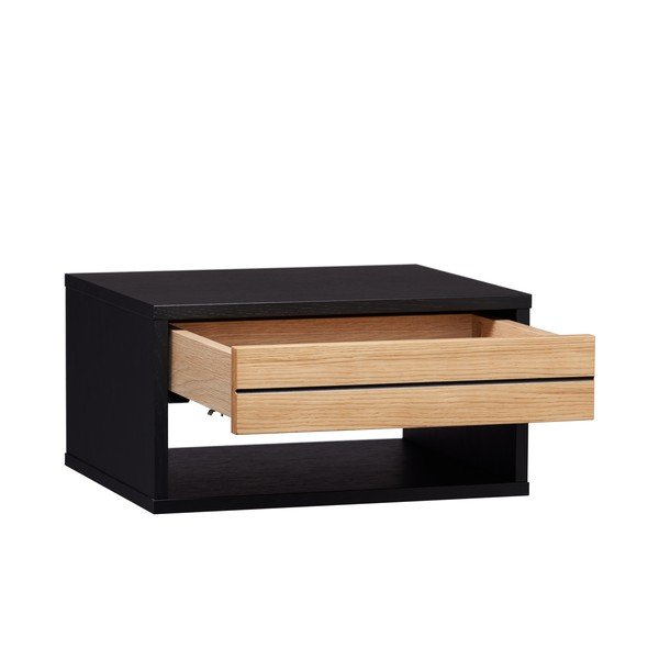 Črna/v naravni barvi stenska nočna omarica v hrastovem dekorju Stripe – Woodman-image-1
