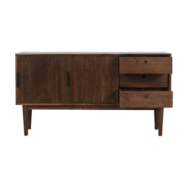Temno rjava nizka komoda iz masivnega lesa 150x80 cm Bitika – Light & Living-image-4