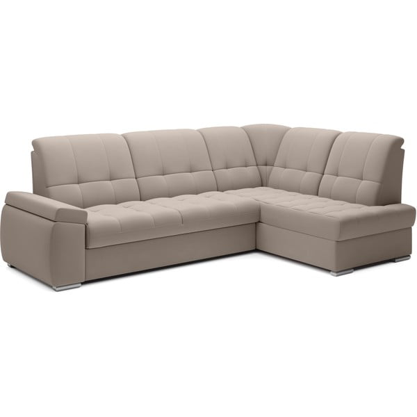 Bež žametna raztegljiva/s prostorom za shranjevanje kotna sedežna garnitura (desni kot/v obliki črke L) Sado – ELTAP-image-2