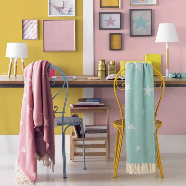 Pastelno modra pletenina z bombažem Euromant Stars, 140 x 160 cm-image-1