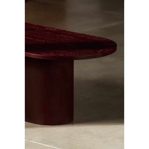 Bordo rdeča klubska mizica z mizno ploščo v hrastovem dekorju 50x115 cm Looi – noo.ma-image-2