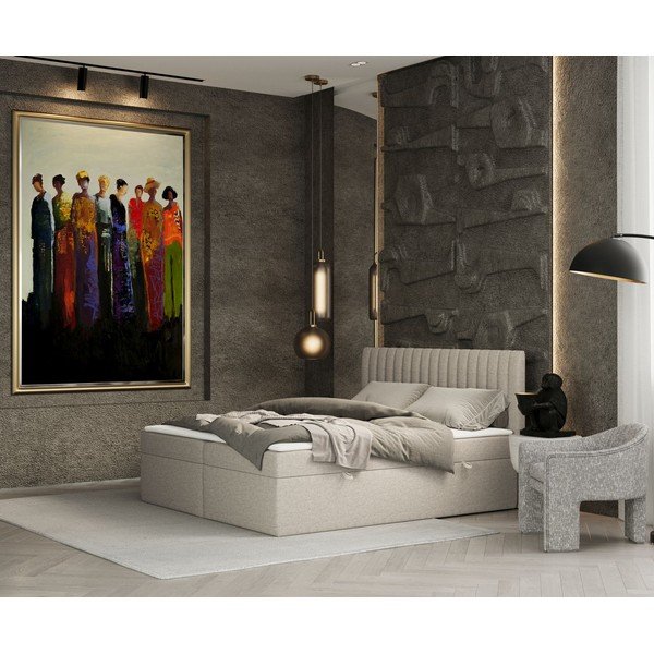 Bež boxspring postelja s prostorom za shranjevanje 160x200 cm Spencer – Maison de Rêve-image-4