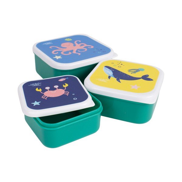 Zelene plastične otroška posoda za malico v kompletu 3 ks Ocean – Ladelle
